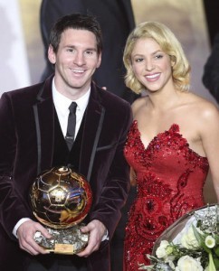 Messi and Shakira at the FIFA Ballon d'Or awarding ceremony in Zurich, Switzerland 